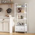 thumbnail image 1 of Satifur 5 Tier White Modern Bookshelf, Space-Saving Storage Rack with 2 Removable Drawers, Sturdy Structure for Bathroom, Home Office, 1 of 8