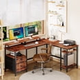 thumbnail image 1 of Satifur 66" Computer Desk L-Shaped, Reversible Gaming Desk, Rustic Brown, 1 of 6