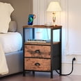 thumbnail image 1 of Satifur Bedside Table with Charging Station,LED Nightstand with 2 Fabric Drawers,Rustic Brown, 1 of 9