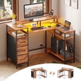 thumbnail image 1 of Satifur Computer Desk with Power Outlet & LED Light, Home Office Writting Desk for 2 Person 93" with Drawers & Monitor Stands, Rustic, 1 of 11