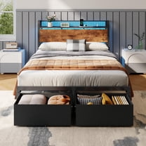 IFMUST Farmhouse Queen Bed Frame with Storage & 4 Drawers, Charging ...