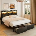 Satifur Full Size Bed Frame with 49.2" High LED Storage Headboard Shelf