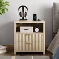 thumbnail image 1 of Satifur Modern Fluted Nightstand with Charging Station & 2 Storage Drawer for Bedroom,Light Oak Grain, 1 of 7