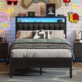 thumbnail image 1 of Satifur Queen LED Bed Frame with Smart RGB Lights, Headboard Charging Station, Versatile Storage Solution, Comfortable Upholstered Backrest, No Box Spring Needed, 1 of 11