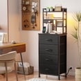 thumbnail image 1 of Satifur Tall Nightstand with Charging Station and LED Lights, Bedside Table with 4 Drawers and Bookshelf, Black, 1 of 7