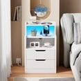 thumbnail image 1 of Satifur White Nightstand with Charging Station,LED Nightstand with 2 Drawers Bed Side Table,White, 1 of 8