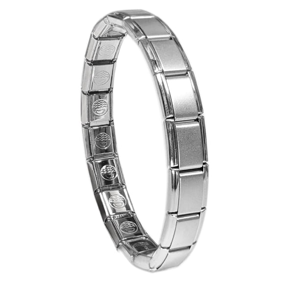 Dolceoro Satin, Italian Starter Modular Charm Bracelet - Stainless Steel - 18 Links - SB-002