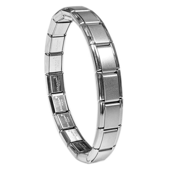 Satin, 9mm Type Italian Modular Charm Bracelet for Women or Men - Stainless Steel - 18 Std. Link Size - SB-002