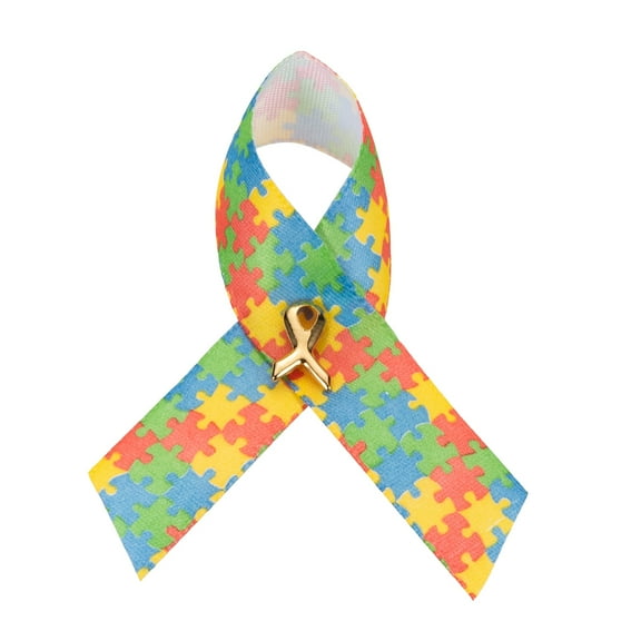 Satin Autism Awareness Ribbon Pins (5 Pins)