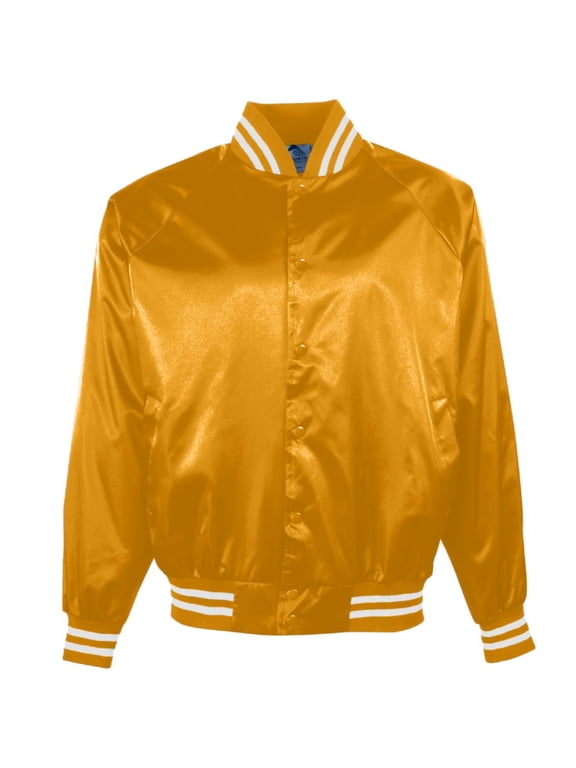 Satin Baseball Jacket Striped Trim