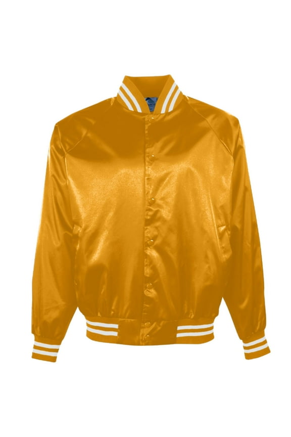 Satin Baseball Jacket Striped Trim