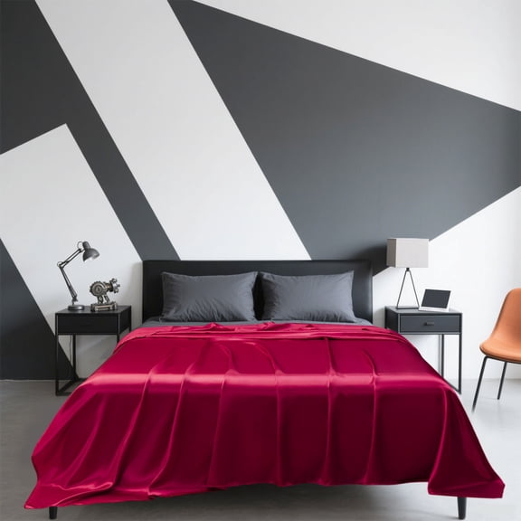 Satin Bed Sheet, Silk Bedding, Queen Size 106x97 Inches, Deep Pocket, Wrinkle Resistant, Easy Care, Hotel Luxury (Sheet Only)