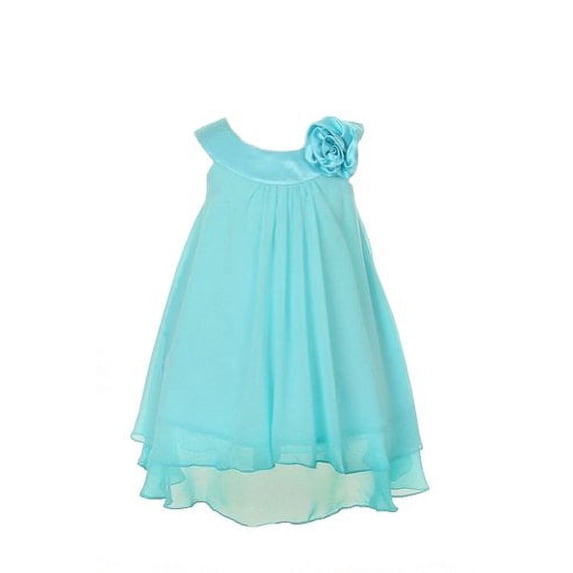 Satin Bib Neckline & Chiffon A-line Big Girls Flower Girl Dress Wedding