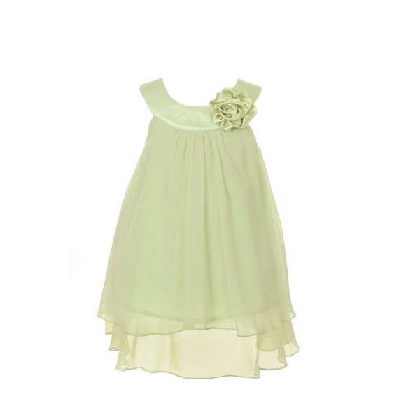Satin Bib Neckline & Chiffon A-line Big Girls Flower Girl Dress Wedding