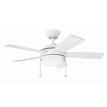 Satin Black Ceiling Fan 42 inch with 5 Reversible Black/Silver Blades and Led Light-Matte White Finish Bailey Street Home 147-Bel-2011815