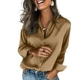 thumbnail image 1 of Satin Blouses for Women Silk Button Down Shirts Long Sleeve Business Casual Tops Khaki M, 1 of 4