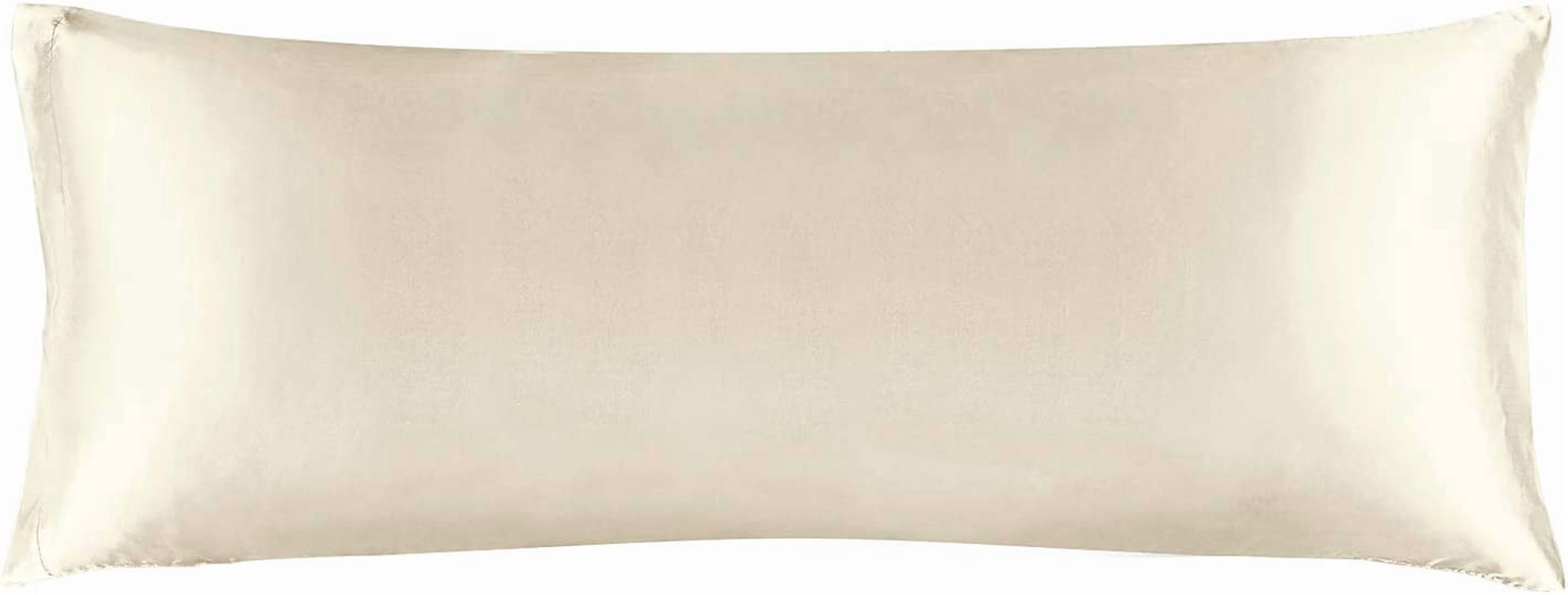 Satin Body Pillow Cover, Super Soft and Cooling Body Pillow Pillowcase for Hair and Skin, Breathable Silky Full Long Pillowcase Cover(20"x54", Beige)