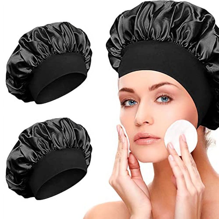 2pcs Satin Bonnet Silk Bonnet For Curly Hair, Hair Bonnet Silk Hair Wrap  For Sleeping, Night Sleep Cap For Women