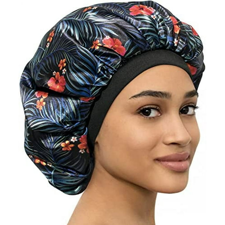 Satin Bonnet Silk Bonnet Hair Bonnet for Sleeping Large Bonnets with Tie  Band Hair Wrap with Adjustable Straps Hair Cap Night Sleep Caps for Women