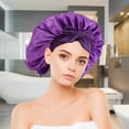 thumbnail image 1 of Satin Bonnet Double Layer Wide Brim Sleep Cap Faux Silk Elastic Adjustable Multi-Color Hair Protection for Women Night Scarf Durable Anti Frizz Curly, 1 of 4