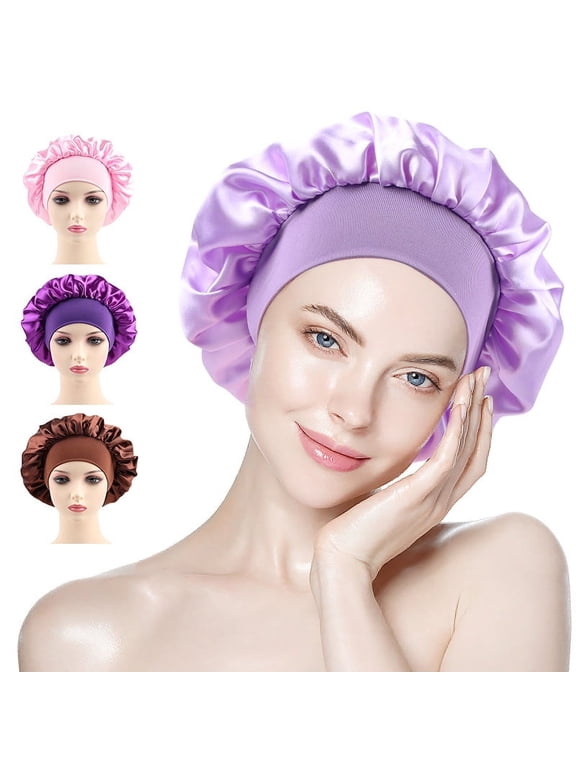 Satin Bonnet Silk Bonnet for Sleeping, Bonnets for Black Women Bonnet for Sleeping Large Sleep Cap, Wide Soft Band Bonnet for Curly Hair