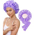 thumbnail image 1 of Satin Bonnet Silk Bonnet for Sleeping Silk Sleep Cap Double Layer Hair Bonnet with Elastic Tie Band for Curly Hair Night Cap, 1 of 14