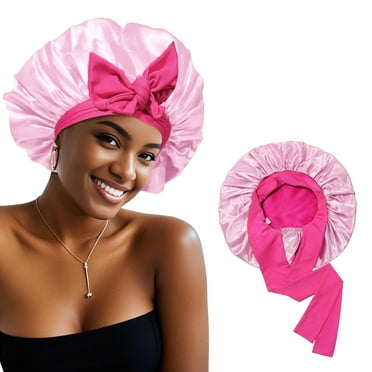 Satin Bonnet Silk Bonnet for Sleeping Silk Sleep Cap Double Layer Hair Bonnet with Elastic Tie Band for Curly Hair Night Cap