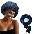 thumbnail image 1 of Satin Bonnet Silk Bonnet for Sleeping Silk Sleep Cap Double Layer Hair Bonnet with Elastic Tie Band for Curly Hair Night Cap, 1 of 3