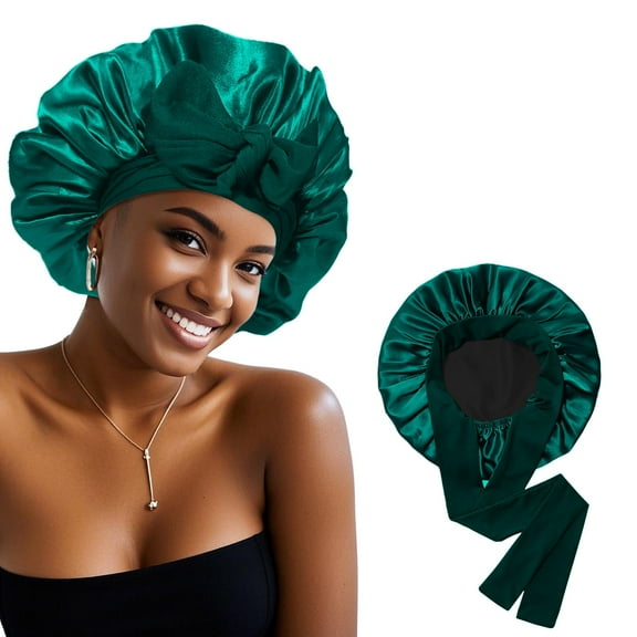 Satin Bonnet Silk Bonnet for Sleeping Silk Sleep Cap Double Layer Hair Bonnet with Elastic Tie Band