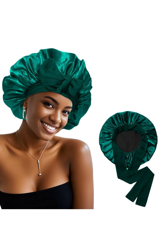 Satin Bonnet Silk Bonnet for Sleeping Silk Sleep Cap Double Layer Hair Bonnet with Elastic Tie Band