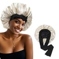 thumbnail image 1 of Satin Bonnet Silk Bonnet for Sleeping Silk Sleep Cap Double Layer Hair Bonnet with Elastic Tie Band, 1 of 3