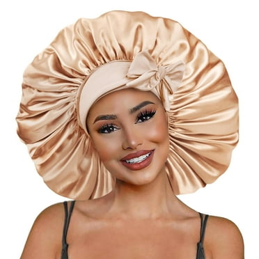 Satin Bonnet Silk For Hair Sleeping, Women Tie Bonnets Adjustable Night Cap Jumbo Size Comfortable Wide Band for Braids Curly Long Hair