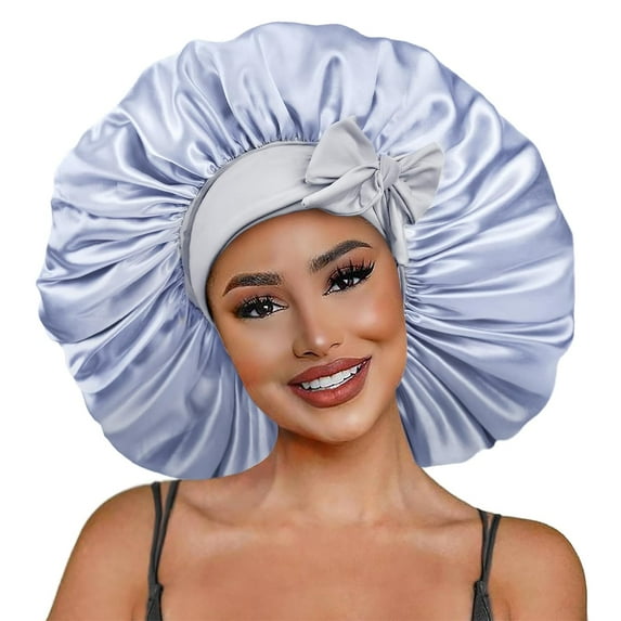 Satin Bonnet Silk For Hair Sleeping, Women Tie Bonnets Adjustable Night Cap Jumbo Size Comfortable Wide Band for Braids Curly Long Hair