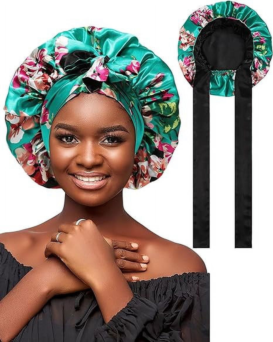 African Headtie Fashion Satin Bonnet For Curly Hair Women Sleep