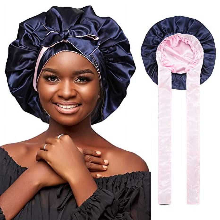 Satin Bonnet Silk Hair Bonnets for Women Curly Hair Wrap for Sleeping ...