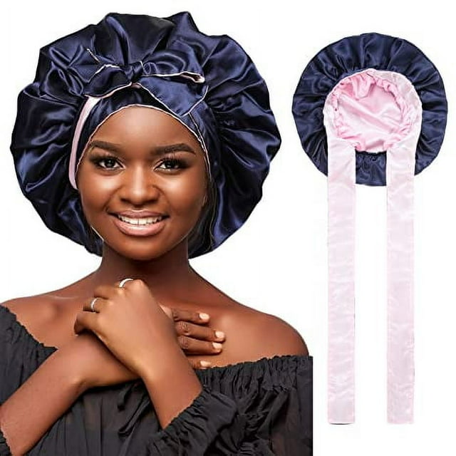 Satin Silk Hair for Women Curly Hair Wrap for Sleeping Cap Reversible with