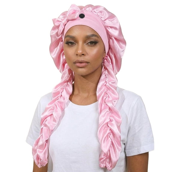 Satin Bonnet, Silk Sleep Cap, Hair Protection Bonnet, Adjustable Long Satin Sleeping Cap, Anti-Frizz Breakage Resistant Hair Wrap, for Curly Hair Braids Dreadlocks Long Hair Daily Home Hair Care