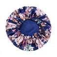 thumbnail image 1 of Satin Bonnet Sleep Bonnet Cap, Extra Large, Double Layer, Adjustable Satin Cap for Sleeping Hair Bonnet ( Navy Blue ), 1 of 4