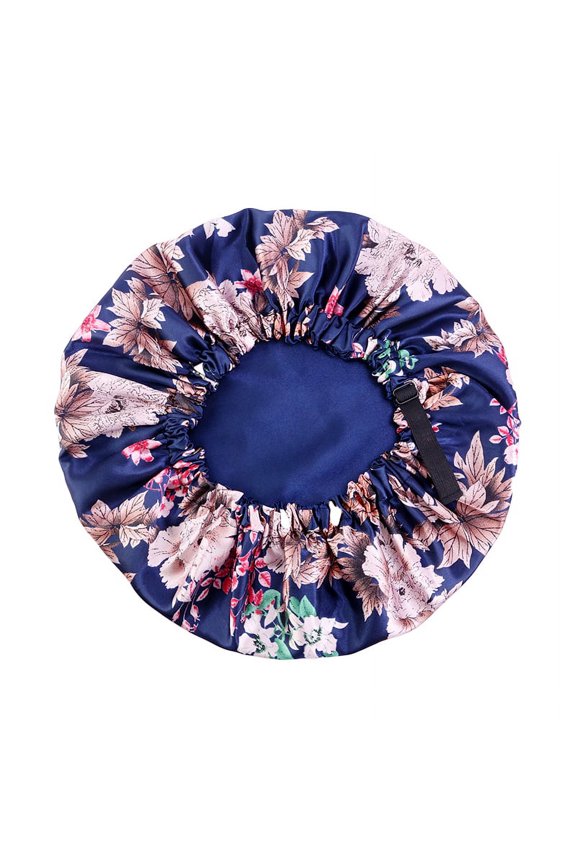 Satin Bonnet Sleep Bonnet Cap, Extra Large, Double Layer, Adjustable Satin Cap for Sleeping Hair Bonnet ( Navy Blue )