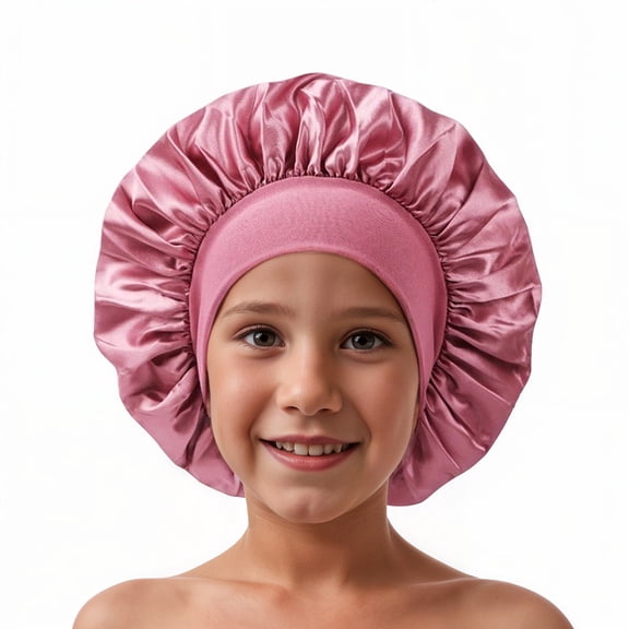 Satin Bonnet for Girls,Shower , Hair Care Cap for Chrildren,Soft Wide Elastic Band Sleep Hair Bonnet for Curly Hair Braids for Teens Child Toddler