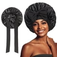 thumbnail image 1 of Satin Bonnet with Tie Band, Silk Hair Bonnet for Sleeping Women, Sleep Bonnets for Women, Silky Double Layer Sleep Cap for Curly Hair Braids, 1 of 9
