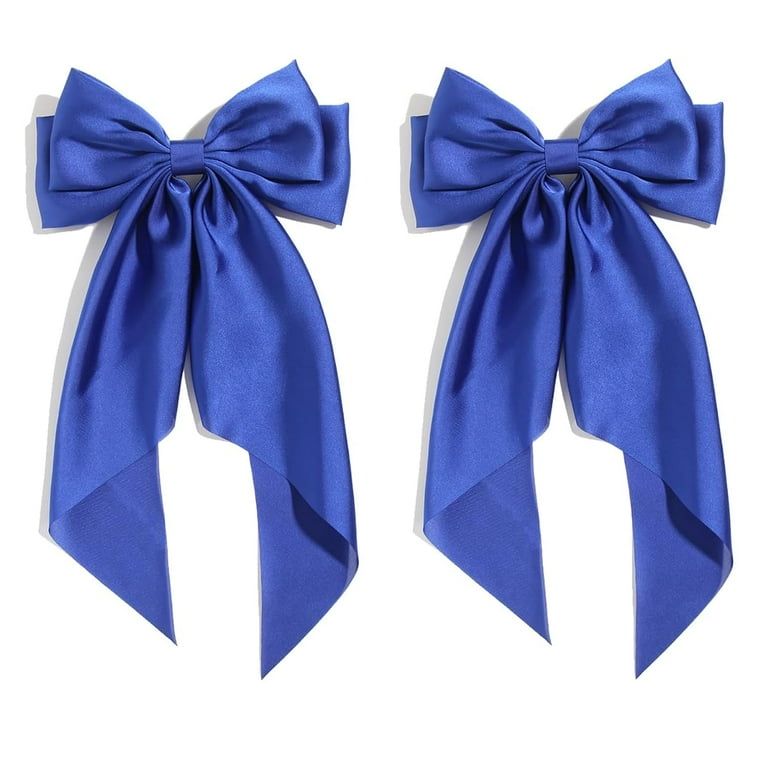 SATIN BOW HAIR CLIP STEEL BLUE SATIN BOW HAIR CLIP STEEL BLUE