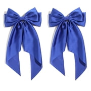Satin Bow Hair Clips for Women,Big Bow Hair Slides Metal Clips Long Ribbon Hairpin Girls Barrettes Party Half-Updo Ponytail Accessories 2pcs Royal