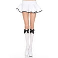 thumbnail image 1 of Satin Bow Knee Hi - One Size - White/Black, 1 of 2