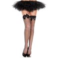 thumbnail image 1 of Satin Bow Spandex Mini Diamond Net Thigh High Stockings, Black, 1 of 1