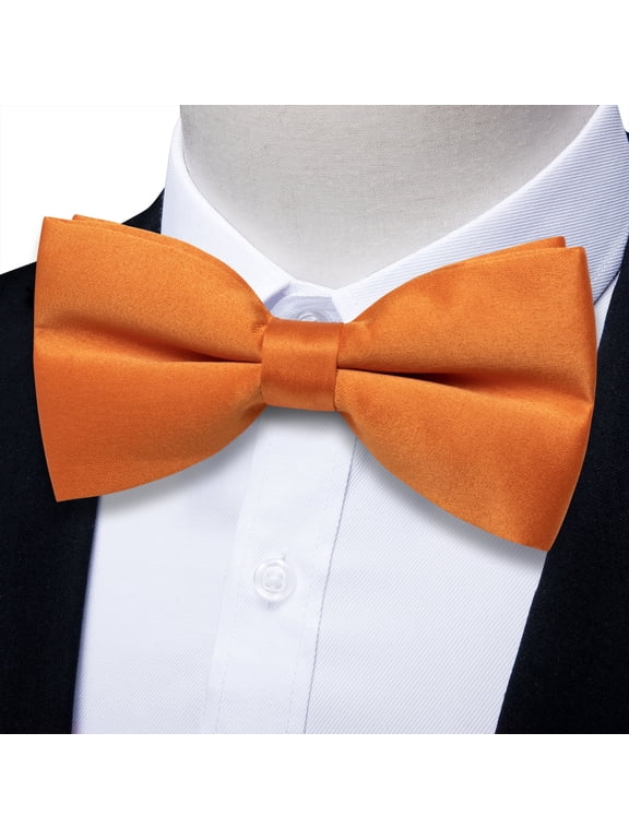 Satin Bow Ties for Men Pretied Solid Color Orange Bowties Wedding Prom Party