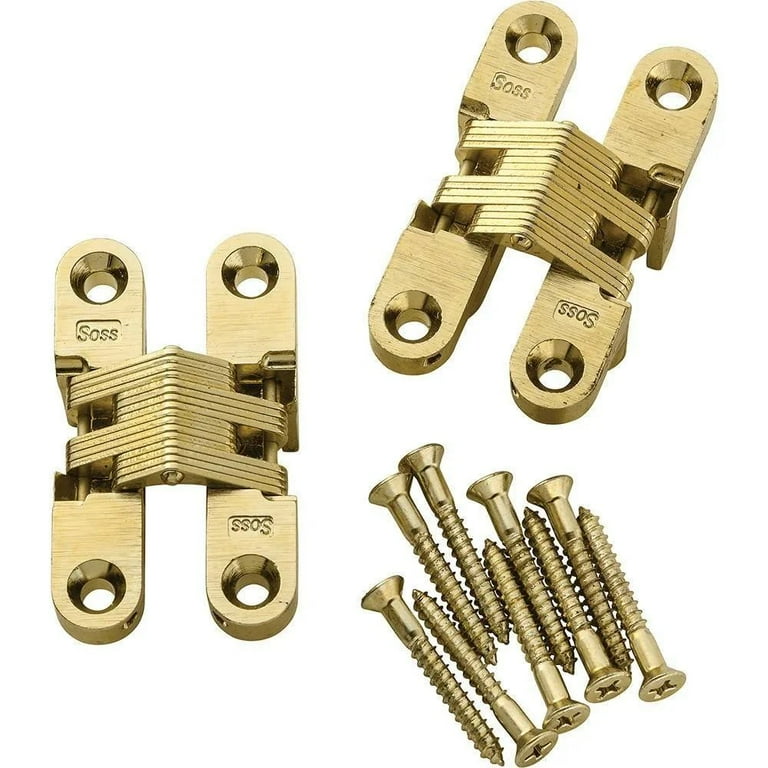 1/2 in. 2-3/8 in. Satin Brass Invisible Hinge 1/2 in. 2-3/8 in. Satin Brass Invisible Hinge