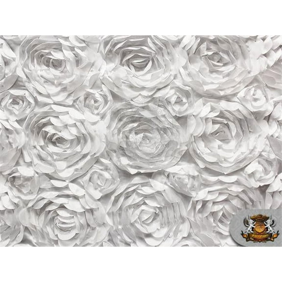Satin Bridal Petal Rosette Floral Fabric White / 52" Wide / Sold by the yard