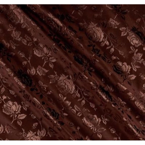 Satin Brocade Jacquard Fabric-Brown,