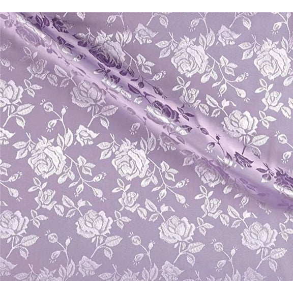 Satin Brocade Jacquard Fabric-Lavender,